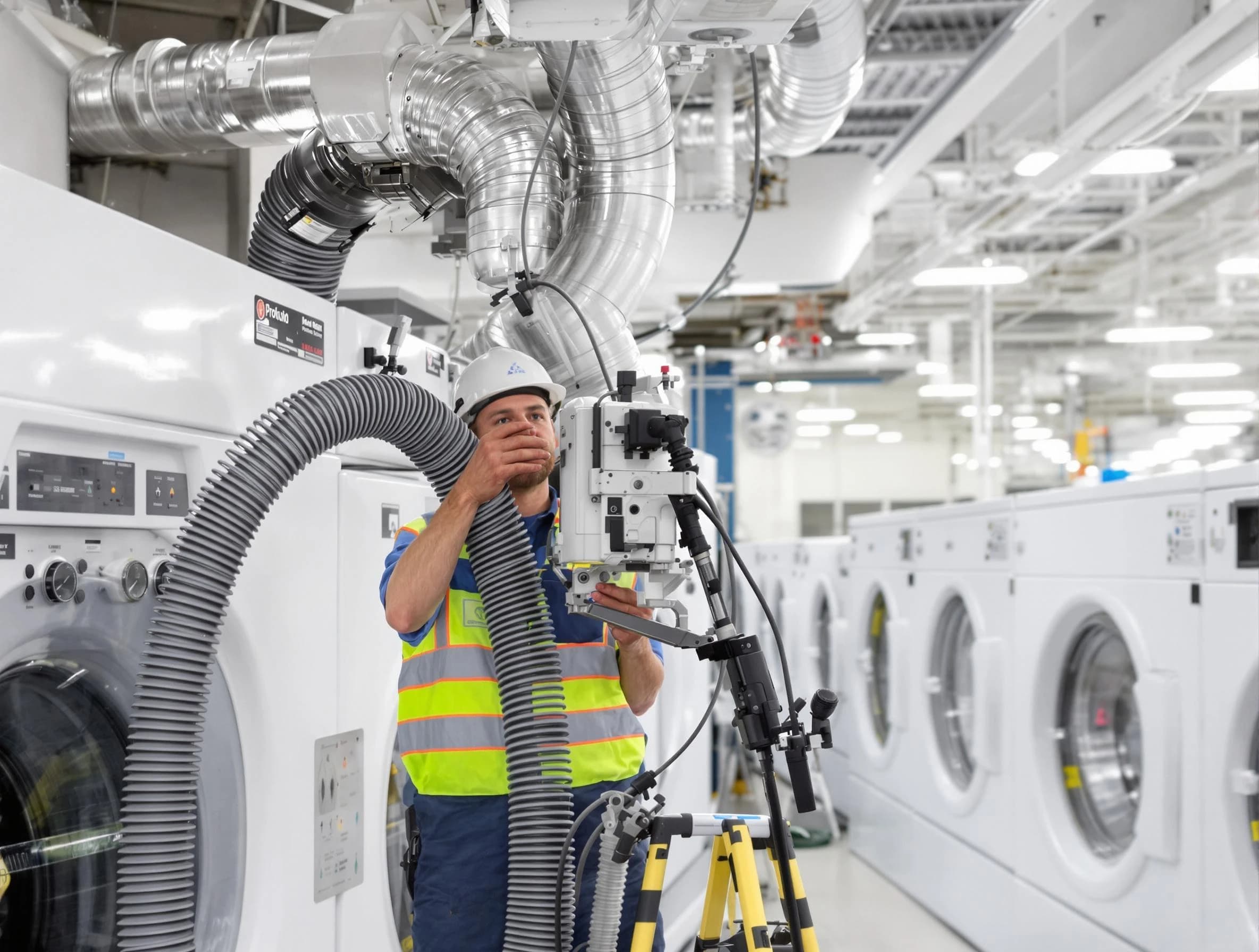 Bensley Dryer Vent Cleaning team performing commercial-grade dryer vent cleaning at a business facility in Bensley