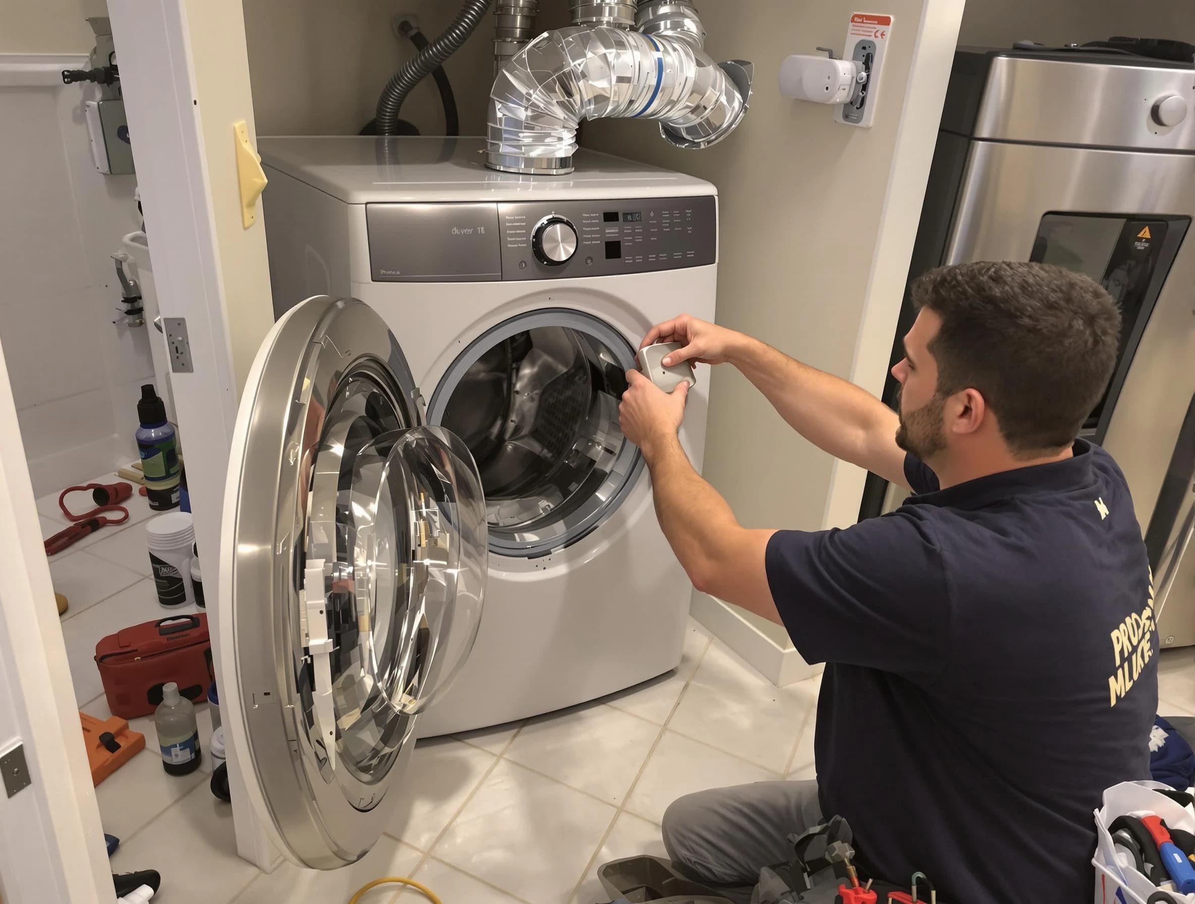 Bensley Dryer Vent Cleaning technician performing precise dryer vent hose installation in Bensley